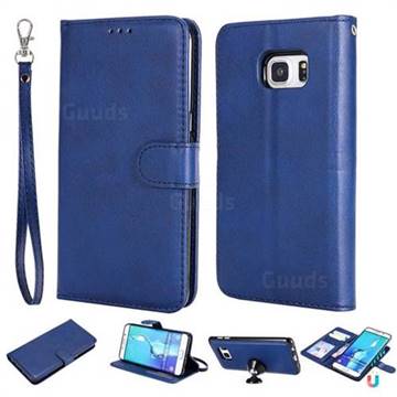 Retro Greek Detachable Magnetic PU Leather Wallet Phone Case for Samsung Galaxy S6 Edge Plus Edge+ G928 - Blue