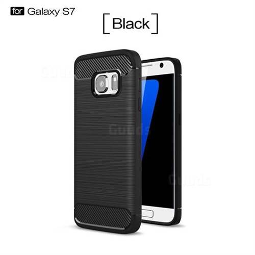 Luxury Carbon Fiber Brushed Wire Drawing Silicone TPU Back Cover for Samsung Galaxy S7 G930 (Black)
