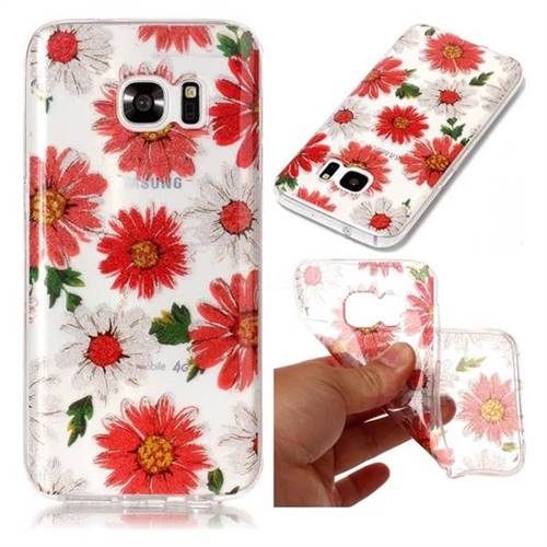 Red Daisy Super Clear Soft TPU Back Cover for Samsung Galaxy S7 G930