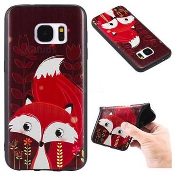Red Fox 3D Embossed Relief Black TPU Back Cover for Samsung Galaxy S7 G930
