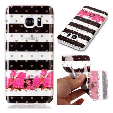 Striped Flowers Super Clear Soft TPU Back Cover for Samsung Galaxy S7 G930