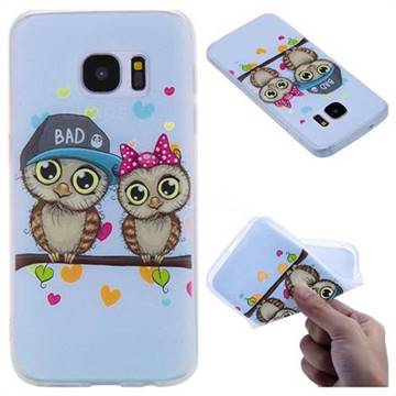 Couple Owls 3D Relief Matte Soft TPU Back Cover for Samsung Galaxy S7 G930