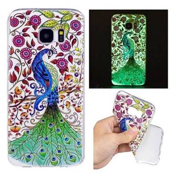 Flower Peacock Noctilucent Soft TPU Back Cover for Samsung Galaxy S7 G930