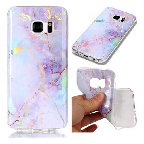 Color Plating Marble Pattern Soft TPU Case for Samsung Galaxy S7 G930 - Purple