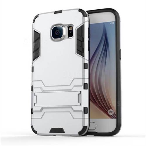 Armor Premium Tactical Grip Kickstand Shockproof Dual Layer Rugged Hard Cover for Samsung Galaxy S7 G930 - Silver