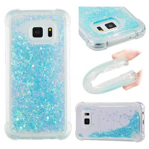 Dynamic Liquid Glitter Sand Quicksand TPU Case for Samsung Galaxy S7 G930 - Silver Blue Star