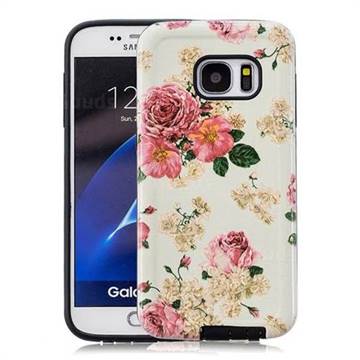 Rose Flower Pattern 2 in 1 PC + TPU Glossy Embossed Back Cover for Samsung Galaxy S7 G930
