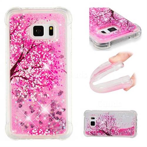 Pink Cherry Blossom Dynamic Liquid Glitter Sand Quicksand Star TPU Case for Samsung Galaxy S7 G930
