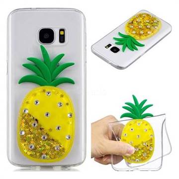 Gold Pineapple Liquid Quicksand Soft 3D Cartoon Case for Samsung Galaxy S7 G930