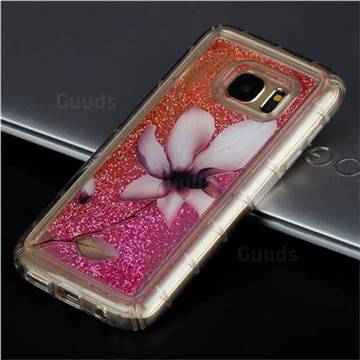 Lotus Glassy Glitter Quicksand Dynamic Liquid Soft Phone Case for Samsung Galaxy S7 G930