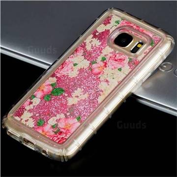 Rose Flower Glassy Glitter Quicksand Dynamic Liquid Soft Phone Case for Samsung Galaxy S7 G930