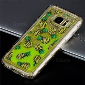 Pineapple Glassy Glitter Quicksand Dynamic Liquid Soft Phone Case for Samsung Galaxy S7 G930