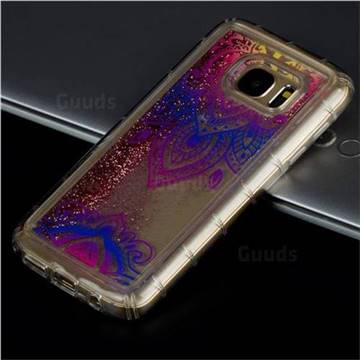 Blue and White Glassy Glitter Quicksand Dynamic Liquid Soft Phone Case for Samsung Galaxy S7 G930