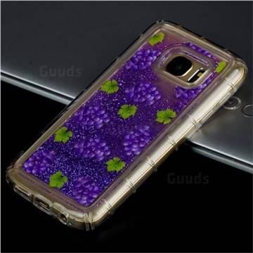 Purple Grape Glassy Glitter Quicksand Dynamic Liquid Soft Phone Case for Samsung Galaxy S7 G930