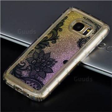 Diagonal Lace Glassy Glitter Quicksand Dynamic Liquid Soft Phone Case for Samsung Galaxy S7 G930