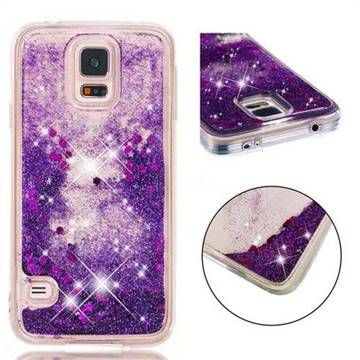 Dynamic Liquid Glitter Quicksand Sequins TPU Phone Case for Samsung Galaxy S7 G930 - Purple