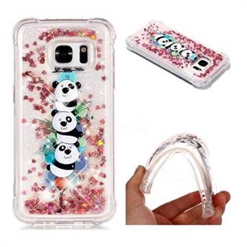 Three Pandas Dynamic Liquid Glitter Sand Quicksand Star TPU Case for Samsung Galaxy S7 G930
