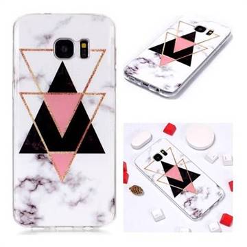 Inverted Triangle Black Soft TPU Marble Pattern Phone Case for Samsung Galaxy S7 G930