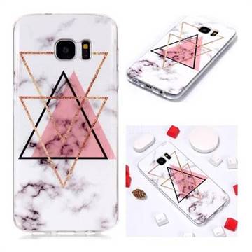 Inverted Triangle Powder Soft TPU Marble Pattern Phone Case for Samsung Galaxy S7 G930