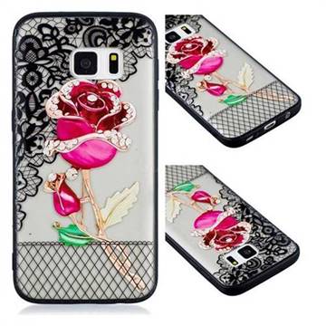 Rose Lace Diamond Flower Soft TPU Back Cover for Samsung Galaxy S7 G930
