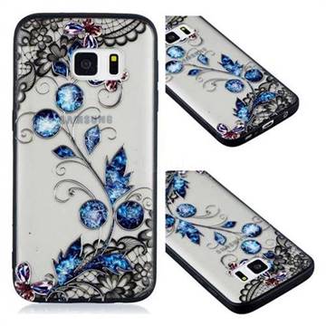Butterfly Lace Diamond Flower Soft TPU Back Cover for Samsung Galaxy S7 G930