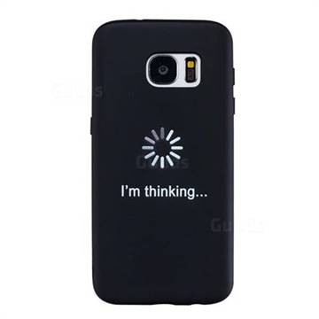 Thinking Stick Figure Matte Black TPU Phone Cover for Samsung Galaxy S7 G930
