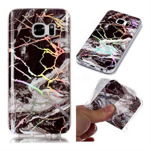 White Black Marble Pattern Bright Color Laser Soft TPU Case for Samsung Galaxy S7 G930
