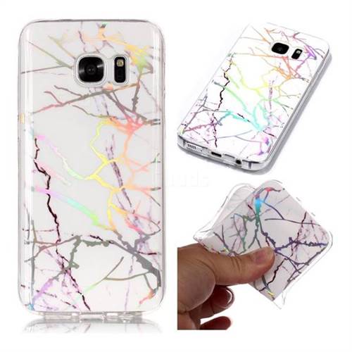 Color White Marble Pattern Bright Color Laser Soft TPU Case for Samsung Galaxy S7 G930