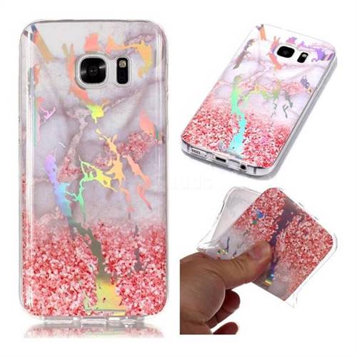 Powder Sandstone Marble Pattern Bright Color Laser Soft TPU Case for Samsung Galaxy S7 G930