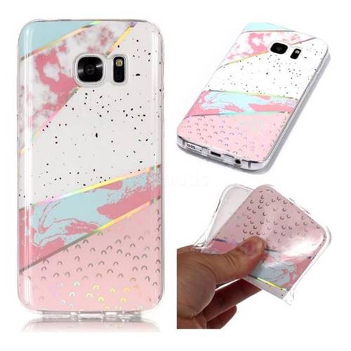 Matching Color Marble Pattern Bright Color Laser Soft TPU Case for Samsung Galaxy S7 G930