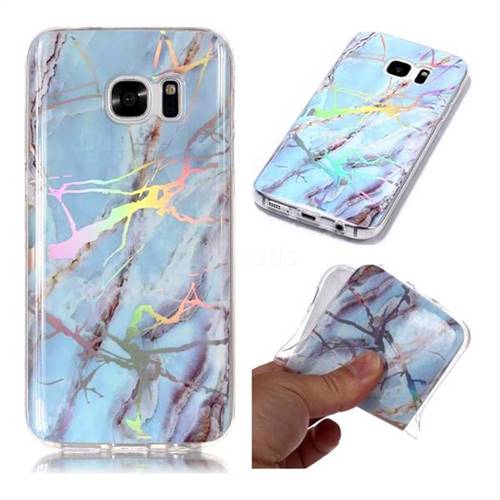 Light Blue Marble Pattern Bright Color Laser Soft TPU Case for Samsung Galaxy S7 G930