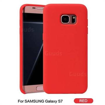 Howmak Slim Liquid Silicone Rubber Shockproof Phone Case Cover for Samsung Galaxy S7 G930 - Red