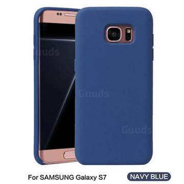 Howmak Slim Liquid Silicone Rubber Shockproof Phone Case Cover for Samsung Galaxy S7 G930 - Midnight Blue