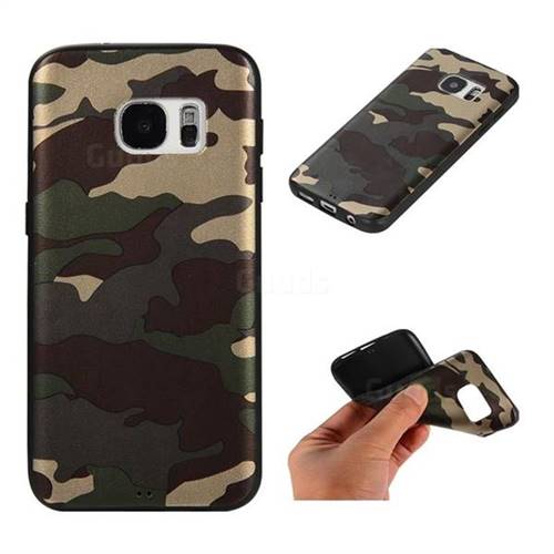 Camouflage Soft TPU Back Cover for Samsung Galaxy S7 G930 - Gold Green