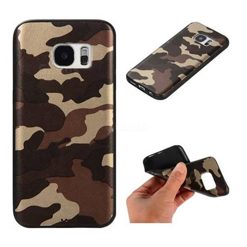 Camouflage Soft TPU Back Cover for Samsung Galaxy S7 G930 - Gold Coffee