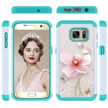 Pearl Flower Shock Absorbing Hybrid Defender Rugged Phone Case Cover for Samsung Galaxy S7 G930