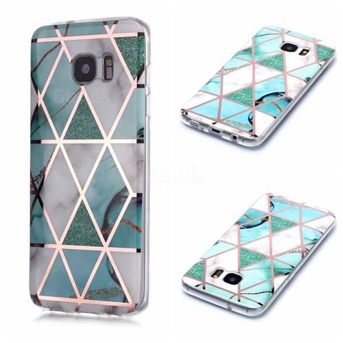 Green White Galvanized Rose Gold Marble Phone Back Cover for Samsung Galaxy S7 G930