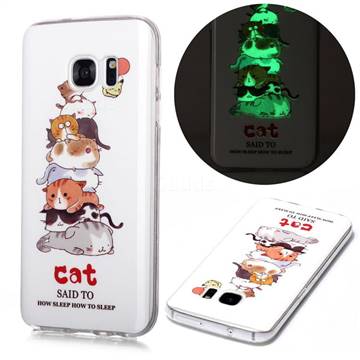 Cute Cat Noctilucent Soft TPU Back Cover for Samsung Galaxy S7 G930