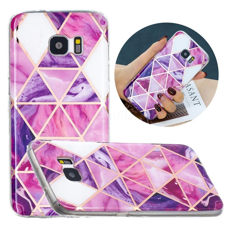 Purple Dream Triangle Painted Marble Electroplating Protective Case for Samsung Galaxy S7 G930