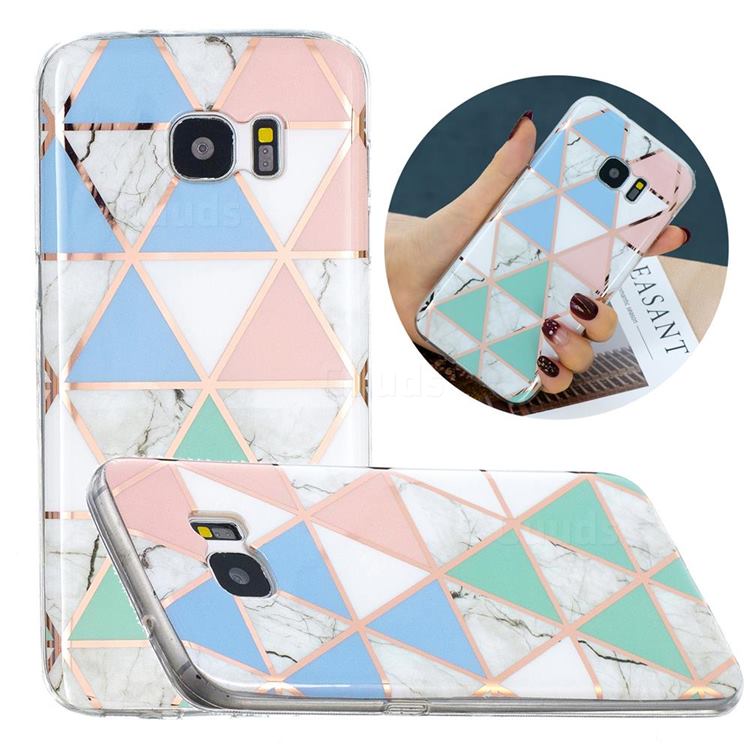 Fresh Triangle Painted Marble Electroplating Protective Case for Samsung Galaxy S7 G930