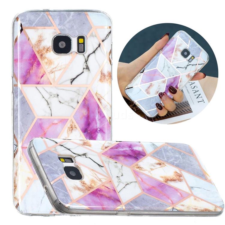 Purple and White Painted Marble Electroplating Protective Case for Samsung Galaxy S7 G930