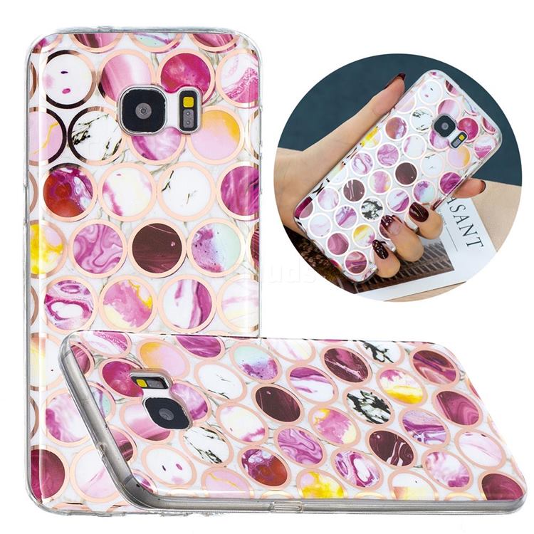 Round Puzzle Painted Marble Electroplating Protective Case for Samsung Galaxy S7 G930