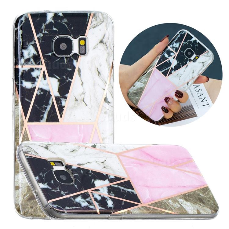 Pink and Black Painted Marble Electroplating Protective Case for Samsung Galaxy S7 G930
