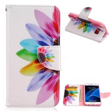 Seven-color Flowers Leather Wallet Case for Samsung Galaxy S7 G930