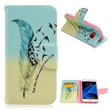 Feather Bird Leather Wallet Case for Samsung Galaxy S7 G930