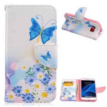 Butterflies Flowers Leather Wallet Case for Samsung Galaxy S7 G930