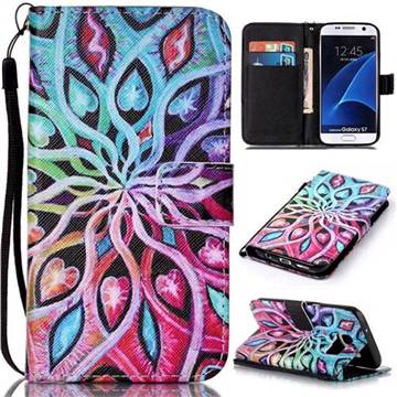 Spreading Flowers Leather Wallet Phone Case for Samsung Galaxy S7