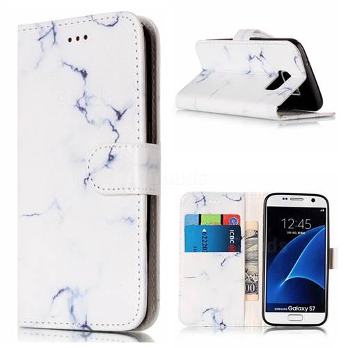 Soft White Marble PU Leather Wallet Case for Samsung Galaxy S7 G930
