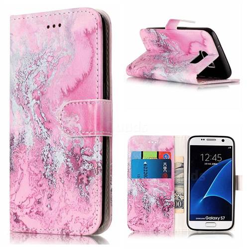 Pink Seawater PU Leather Wallet Case for Samsung Galaxy S7 G930