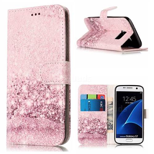 Glittering Rose Gold PU Leather Wallet Case for Samsung Galaxy S7 G930